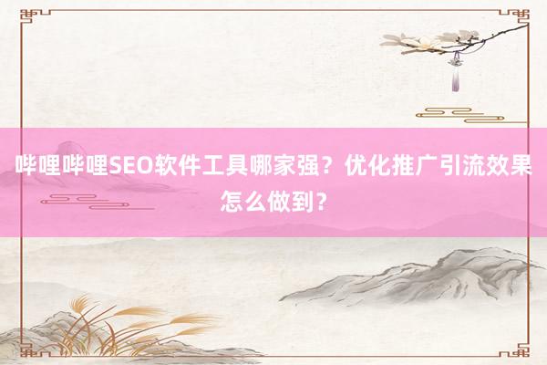 哔哩哔哩SEO软件工具哪家强？优化推广引流效果怎么做到？