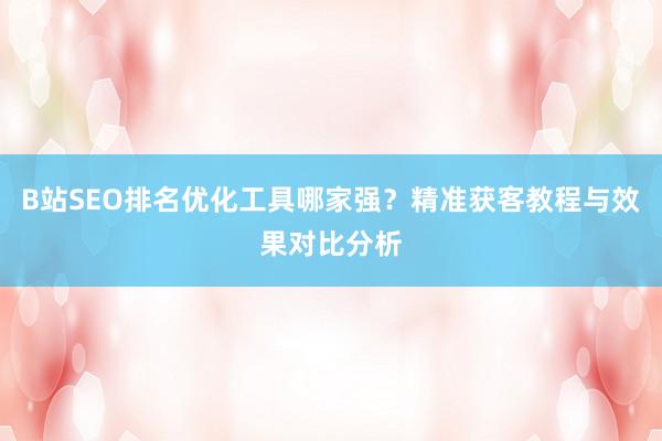 B站SEO排名优化工具哪家强？精准获客教程与效果对比分析