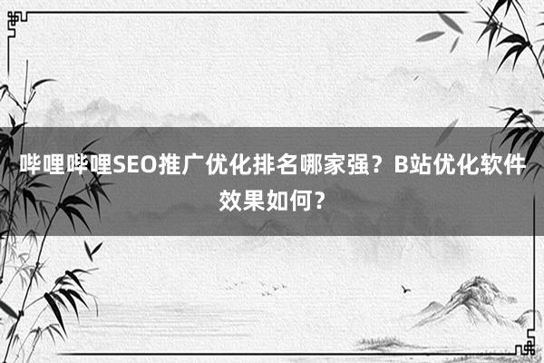 哔哩哔哩SEO推广优化排名哪家强？B站优化软件效果如何？