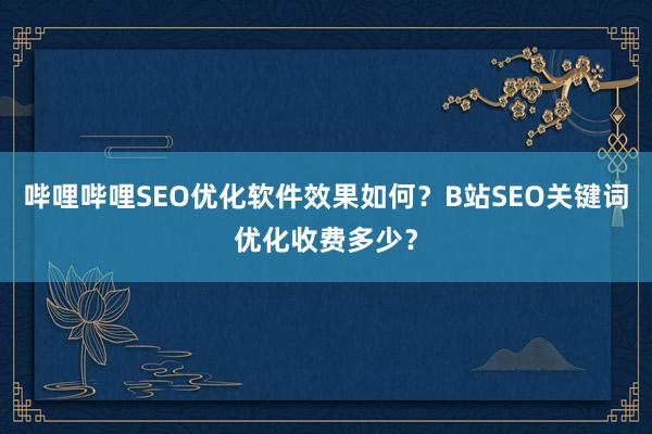 哔哩哔哩SEO优化软件效果如何？B站SEO关键词优化收费多少？