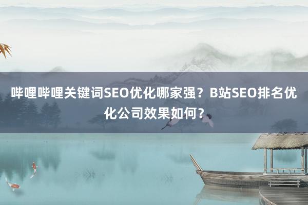 哔哩哔哩关键词SEO优化哪家强？B站SEO排名优化公司效果如何？