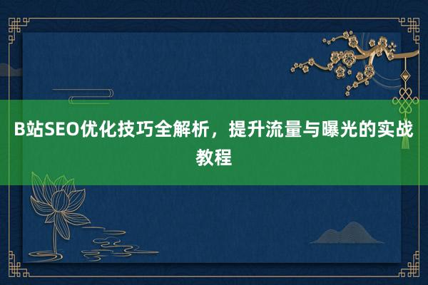 B站SEO优化技巧全解析，提升流量与曝光的实战教程