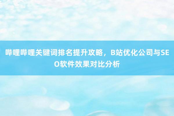 哔哩哔哩关键词排名提升攻略，B站优化公司与SEO软件效果对比分析