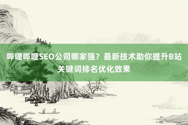 哔哩哔哩SEO公司哪家强？最新技术助你提升B站关键词排名优化效果