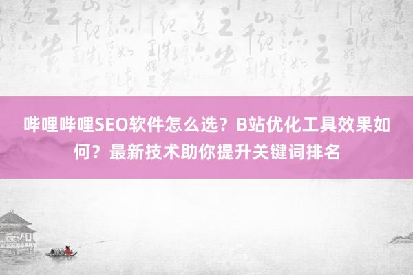 哔哩哔哩SEO软件怎么选？B站优化工具效果如何？最新技术助你提升关键词排名