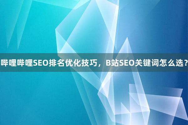 哔哩哔哩SEO排名优化技巧，B站SEO关键词怎么选？