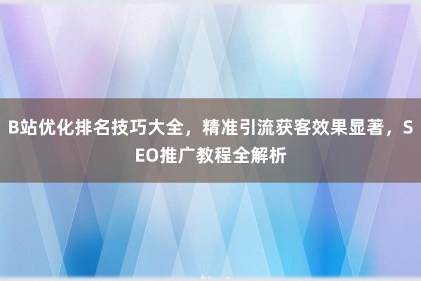 B站优化排名技巧大全，精准引流获客效果显著，SEO推广教程全解析