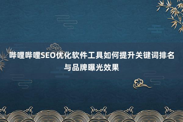 哔哩哔哩SEO优化软件工具如何提升关键词排名与品牌曝光效果