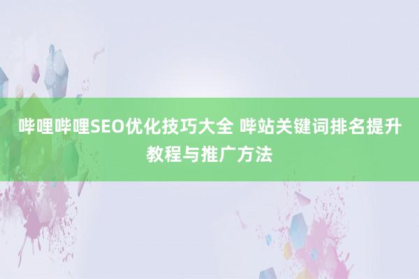 哔哩哔哩SEO优化技巧大全 哔站关键词排名提升教程与推广方法