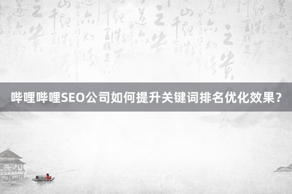 哔哩哔哩SEO公司如何提升关键词排名优化效果？