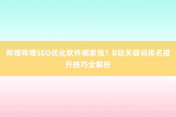 哔哩哔哩SEO优化软件哪家强？B站关键词排名提升技巧全解析