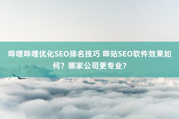 哔哩哔哩优化SEO排名技巧 哔站SEO软件效果如何？哪家公司更专业？