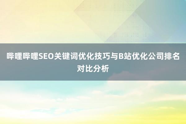 哔哩哔哩SEO关键词优化技巧与B站优化公司排名对比分析