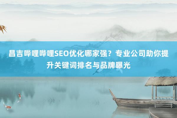 昌吉哔哩哔哩SEO优化哪家强？专业公司助你提升关键词排名与品牌曝光