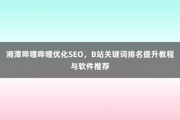 湘潭哔哩哔哩优化SEO，B站关键词排名提升教程与软件推荐