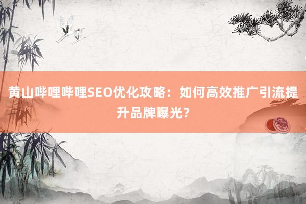 黄山哔哩哔哩SEO优化攻略：如何高效推广引流提升品牌曝光？