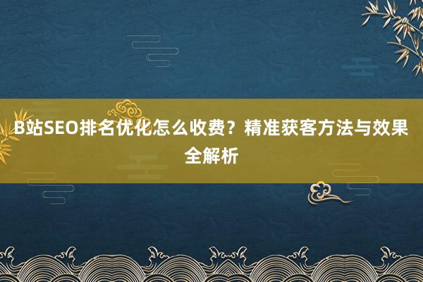 B站SEO排名优化怎么收费？精准获客方法与效果全解析