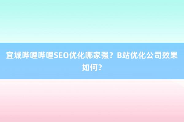 宜城哔哩哔哩SEO优化哪家强？B站优化公司效果如何？