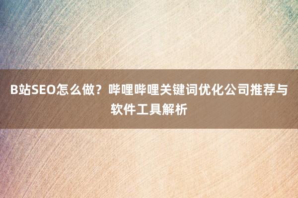 B站SEO怎么做？哔哩哔哩关键词优化公司推荐与软件工具解析