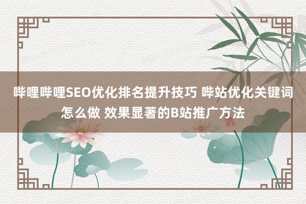 哔哩哔哩SEO优化排名提升技巧 哔站优化关键词怎么做 效果显著的B站推广方法