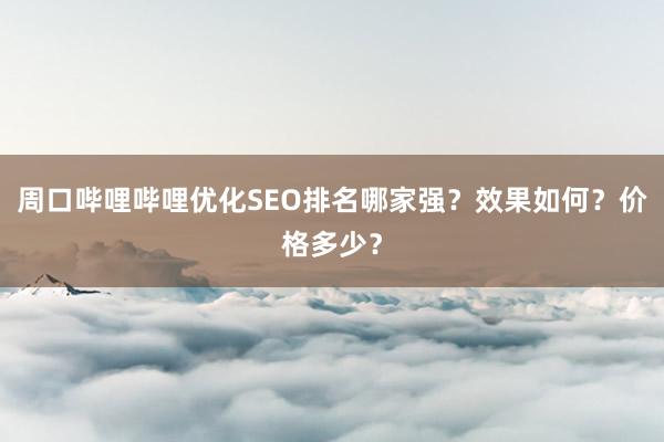 周口哔哩哔哩优化SEO排名哪家强？效果如何？价格多少？