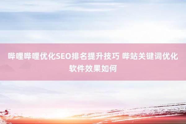 哔哩哔哩优化SEO排名提升技巧 哔站关键词优化软件效果如何