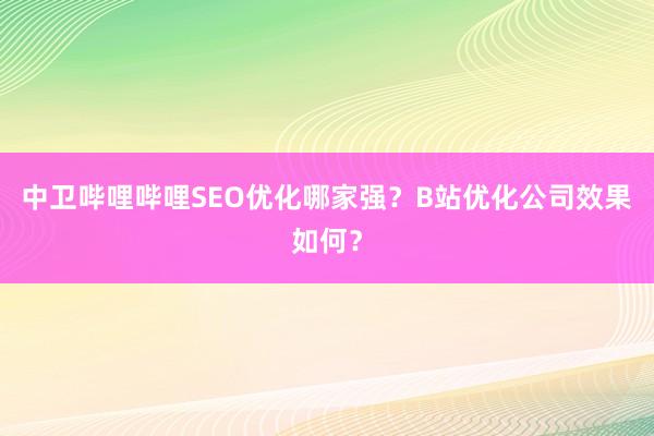 中卫哔哩哔哩SEO优化哪家强？B站优化公司效果如何？