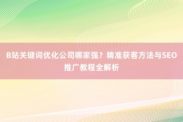 B站关键词优化公司哪家强？精准获客方法与SEO推广教程全解析