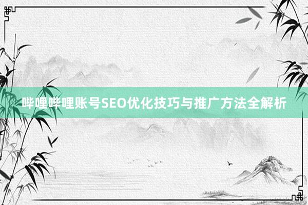 哔哩哔哩账号SEO优化技巧与推广方法全解析