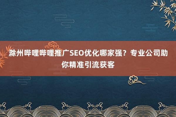 滁州哔哩哔哩推广SEO优化哪家强？专业公司助你精准引流获客