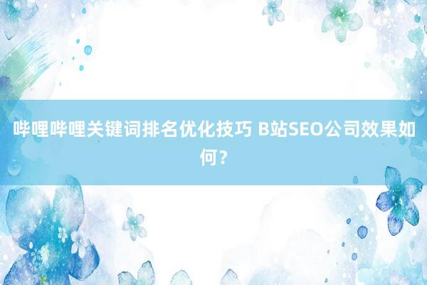 哔哩哔哩关键词排名优化技巧 B站SEO公司效果如何？