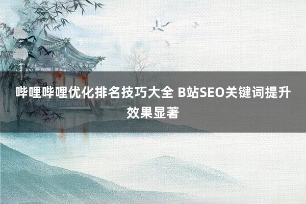 哔哩哔哩优化排名技巧大全 B站SEO关键词提升效果显著