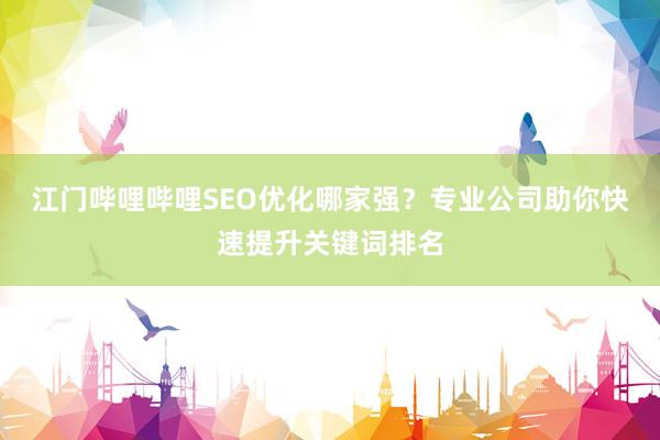 江门哔哩哔哩SEO优化哪家强？专业公司助你快速提升关键词排名