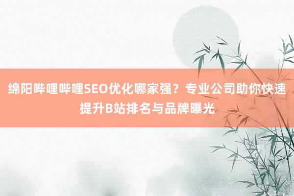 绵阳哔哩哔哩SEO优化哪家强？专业公司助你快速提升B站排名与品牌曝光