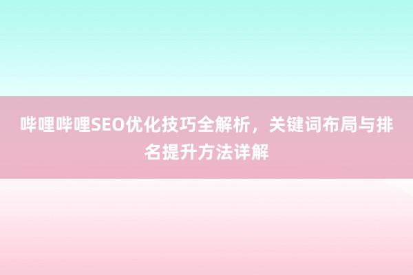 哔哩哔哩SEO优化技巧全解析，关键词布局与排名提升方法详解