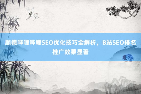 顺德哔哩哔哩SEO优化技巧全解析，B站SEO排名推广效果显著