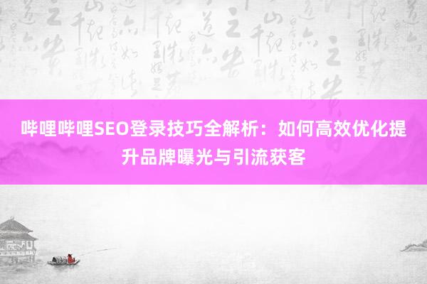哔哩哔哩SEO登录技巧全解析：如何高效优化提升品牌曝光与引流获客