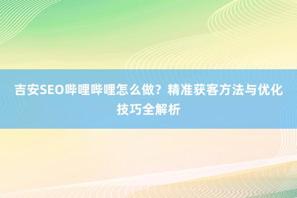 吉安SEO哔哩哔哩怎么做？精准获客方法与优化技巧全解析
