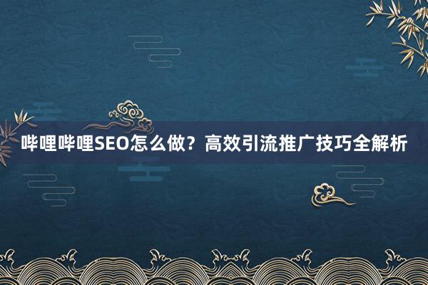 哔哩哔哩SEO怎么做？高效引流推广技巧全解析