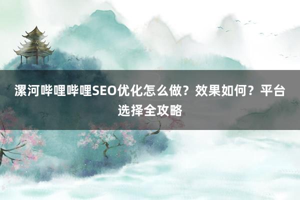 漯河哔哩哔哩SEO优化怎么做？效果如何？平台选择全攻略