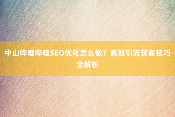 中山哔哩哔哩SEO优化怎么做？高效引流获客技巧全解析