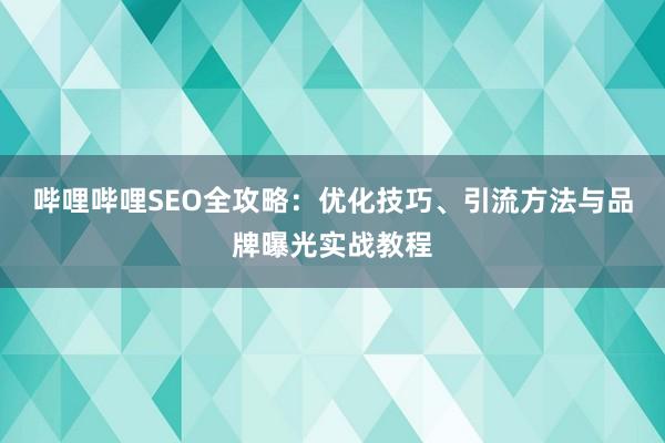 哔哩哔哩SEO全攻略：优化技巧、引流方法与品牌曝光实战教程