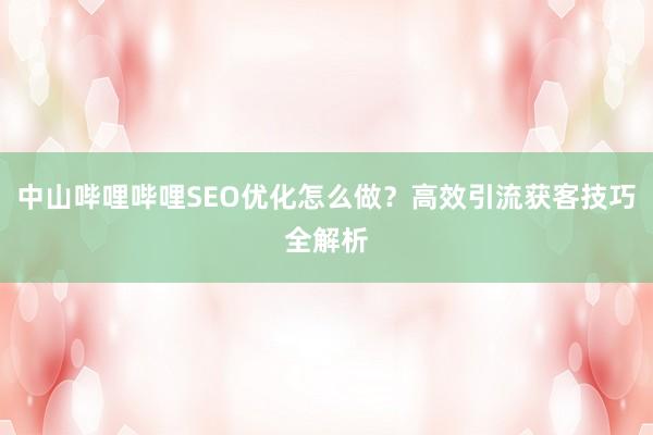 中山哔哩哔哩SEO优化怎么做？高效引流获客技巧全解析