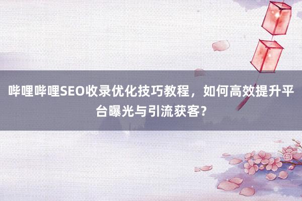 哔哩哔哩SEO收录优化技巧教程，如何高效提升平台曝光与引流获客？