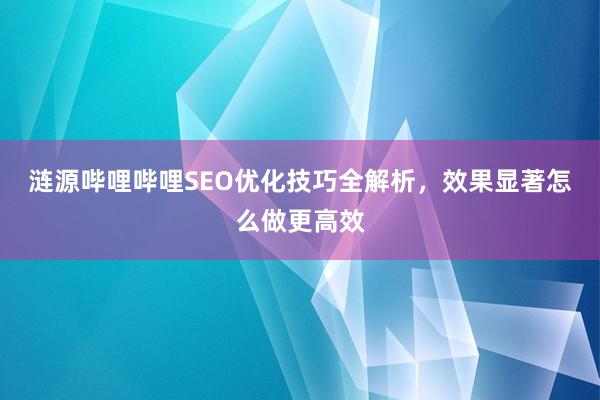 涟源哔哩哔哩SEO优化技巧全解析，效果显著怎么做更高效