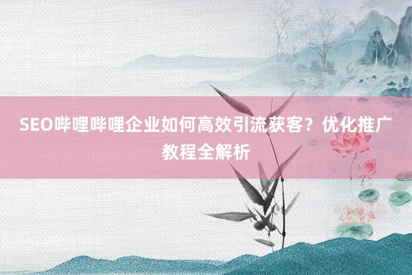 SEO哔哩哔哩企业如何高效引流获客？优化推广教程全解析