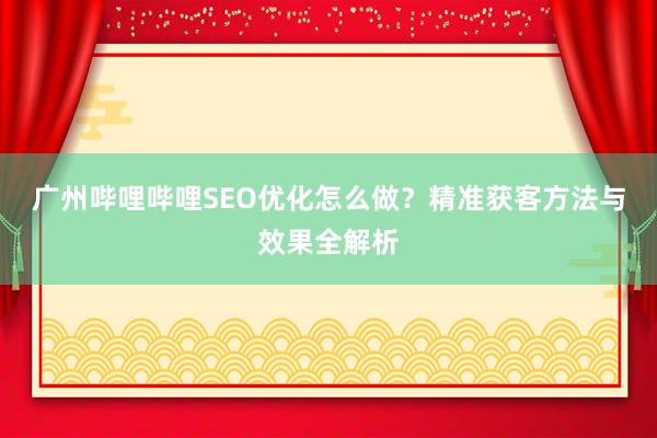 广州哔哩哔哩SEO优化怎么做？精准获客方法与效果全解析