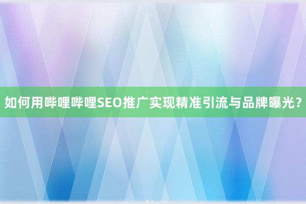 如何用哔哩哔哩SEO推广实现精准引流与品牌曝光？